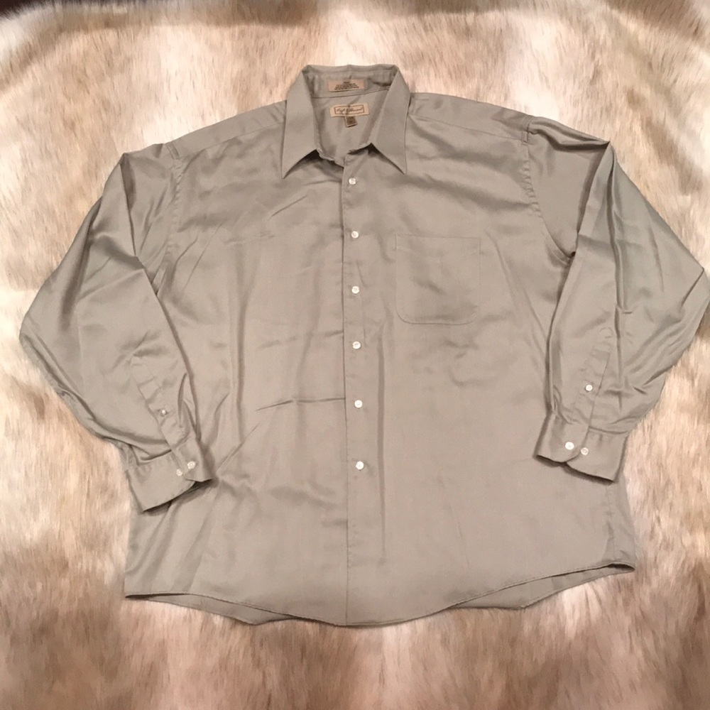 Croft & Borrow Long Sleeve Button-Down Dress Shirt, Size 36